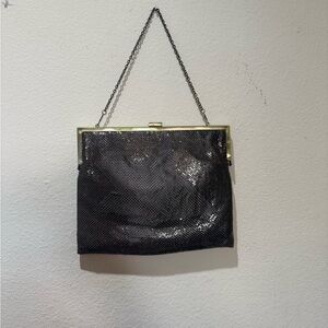 Black Sequin Evening Chain-Handle Bag